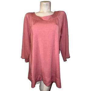 New SOFT SURROUNDINGS Top Size L 14/16 Purple Rose Catamaran 3/4 Sleeve Tunic